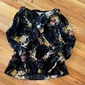 Floral Black Top